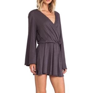 Blue Life Free Spirit Long Bell Sleeve Dress Grey Small
